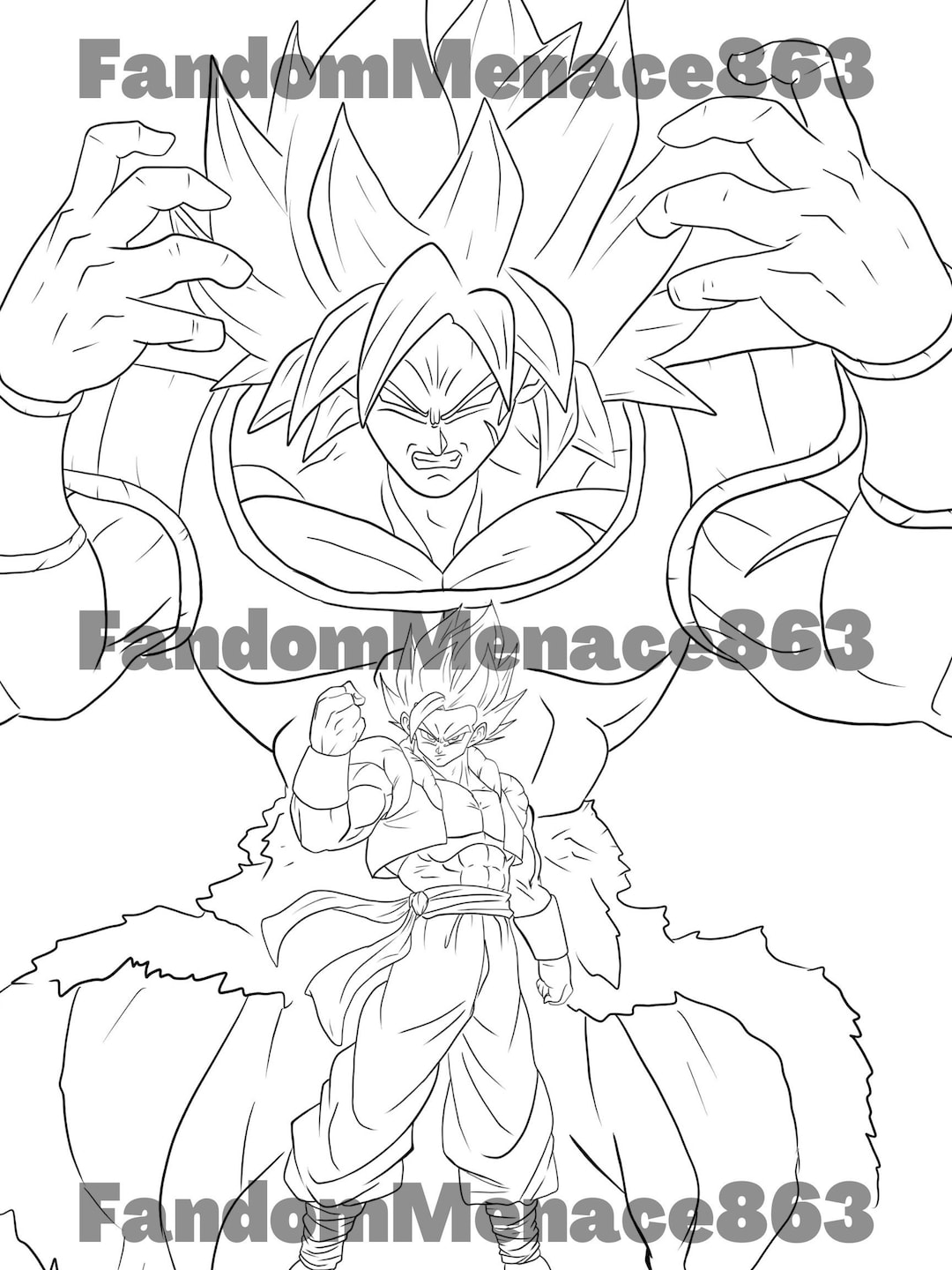 Gogeta v broly coloring page