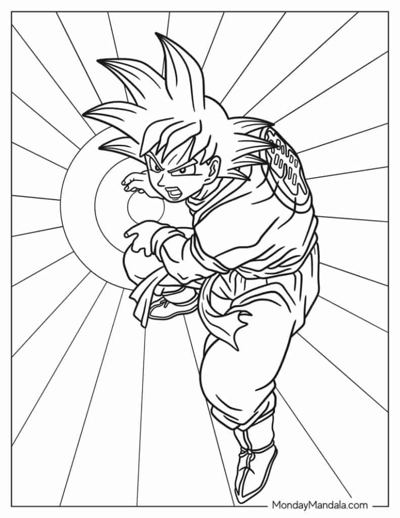 Goku coloring pages free pdf printables