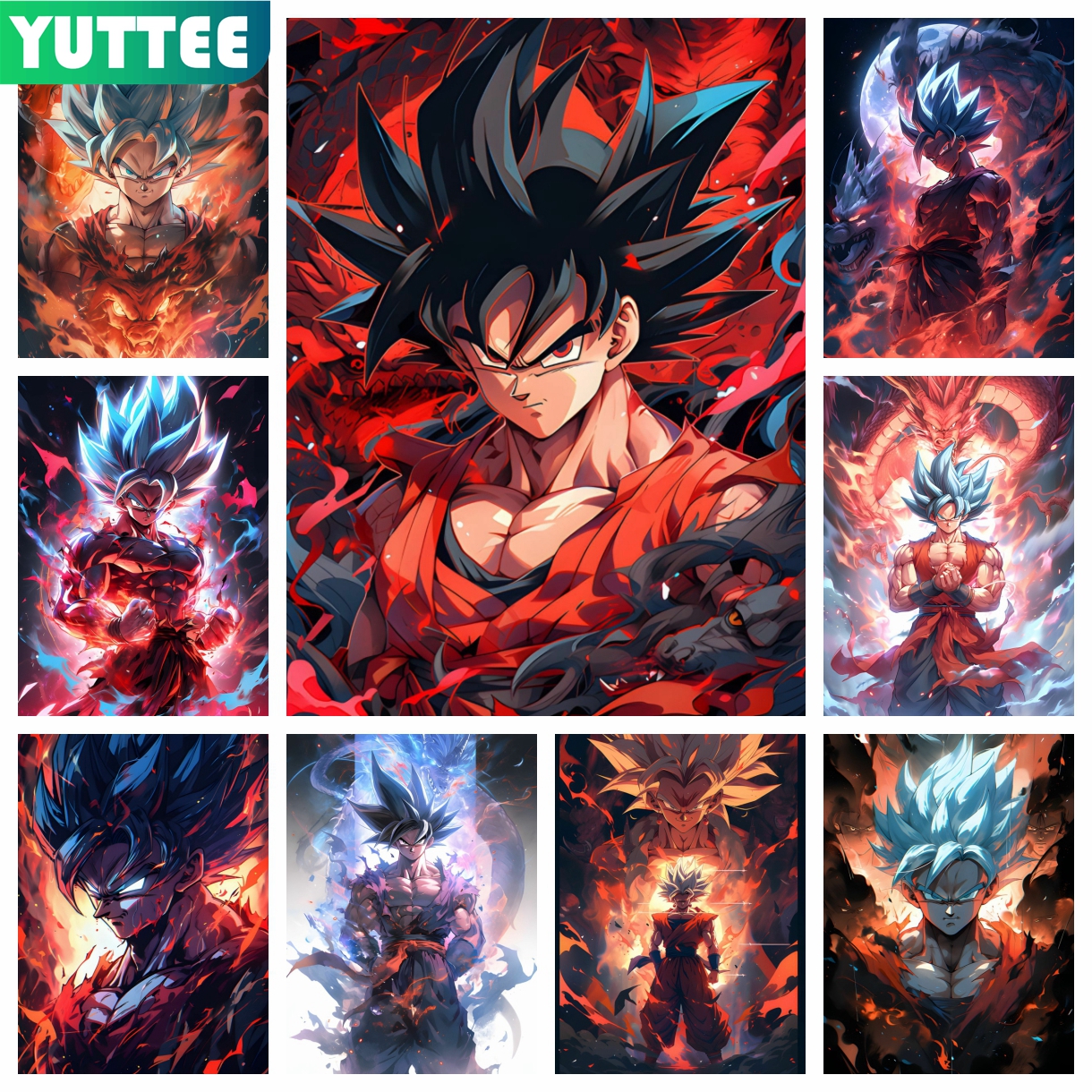 Dragon ball goku d diy diamond painting moaic japanee anime embroidery cro titch picture art home decor children gift