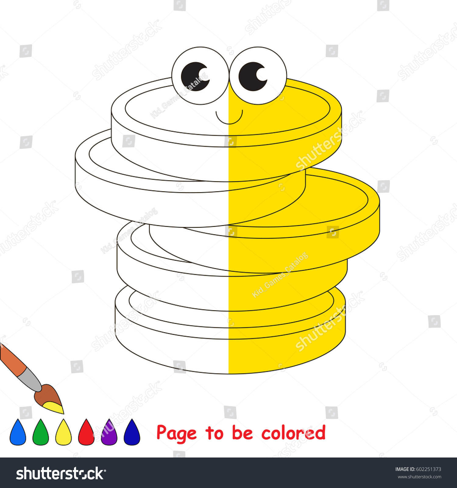 Cute gold cash coins coloring book stock vector royalty free