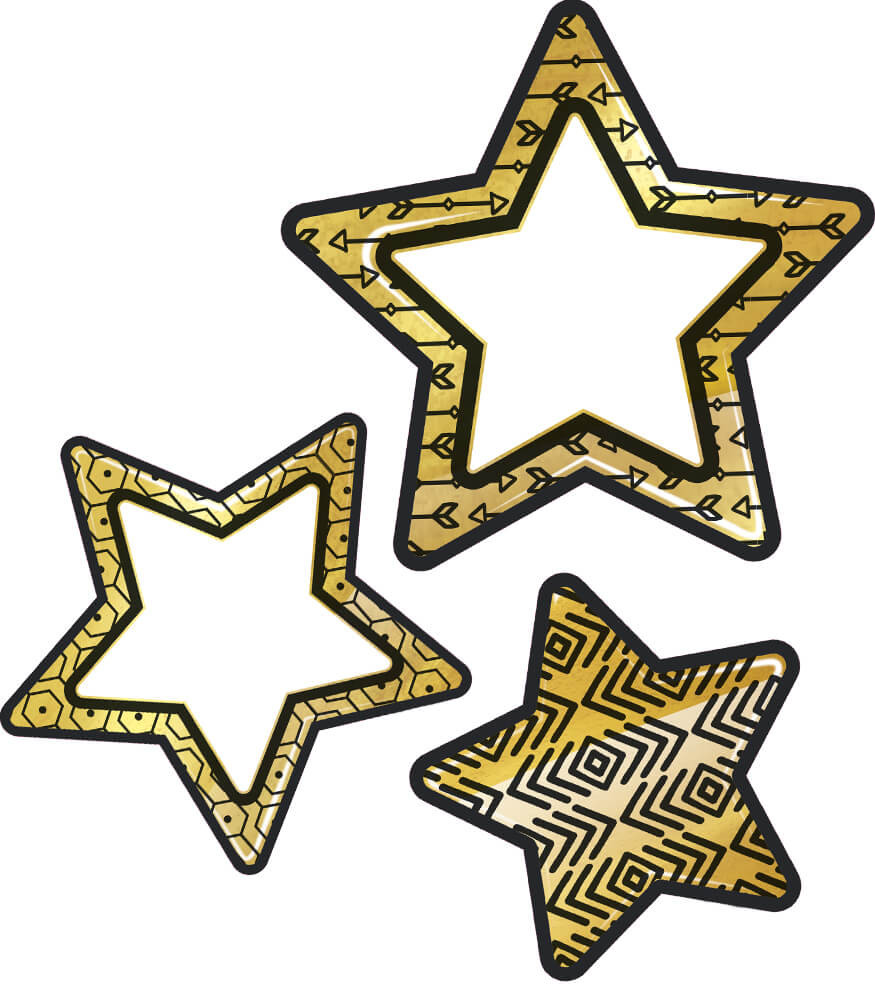 Black and gold stars cutouts
