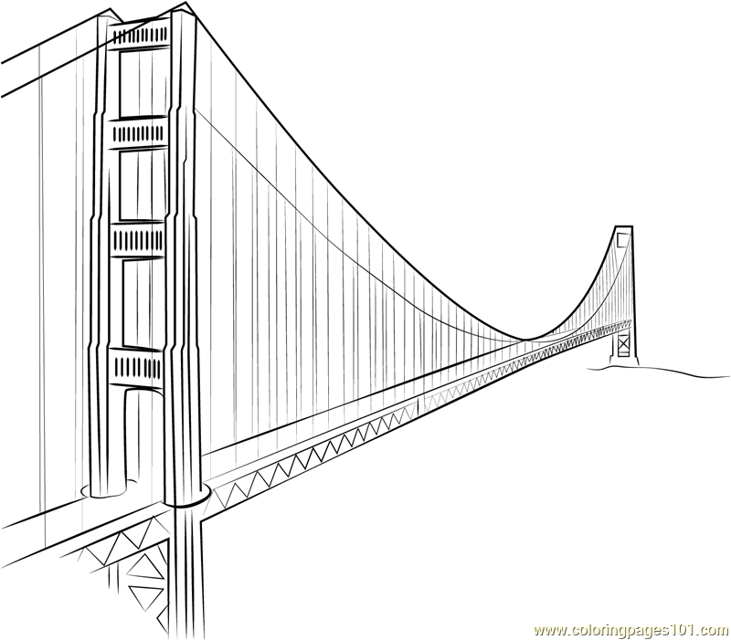 Golden gate bridge yang ming line coloring page for kids