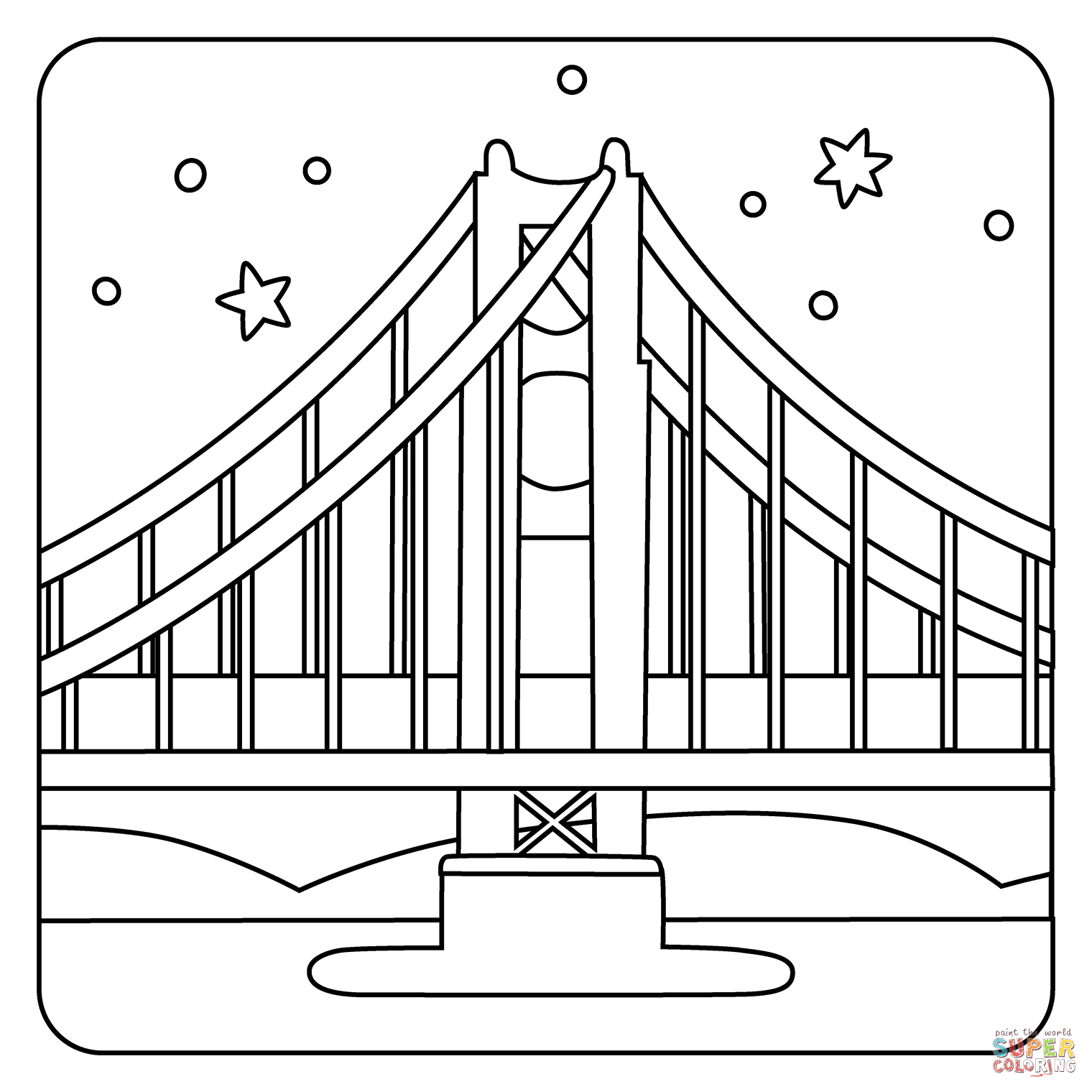 Bridge at night emoji coloring page free printable coloring pages