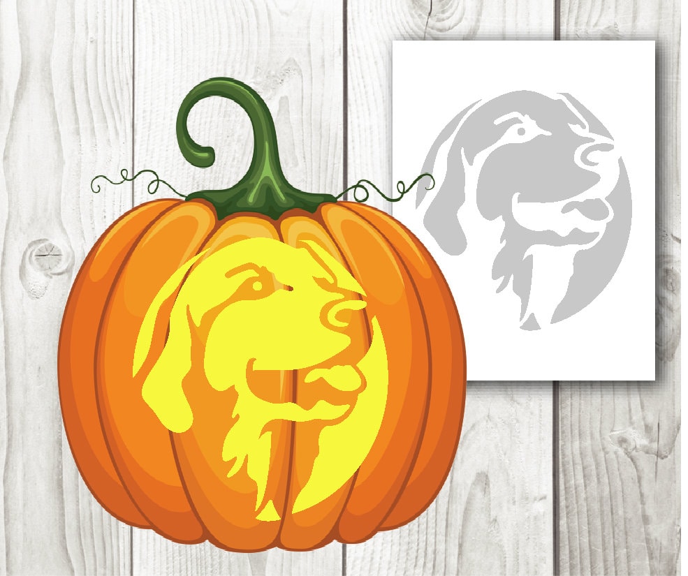 Labrador retriever halloween dogs pumpkin carving stencil templates instant download digital file