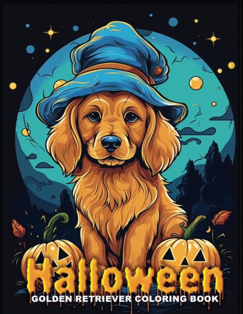 Halloween golden retriever loring book cute and creepy retriever designs inside dog lovers halloween gift barman bindaban books