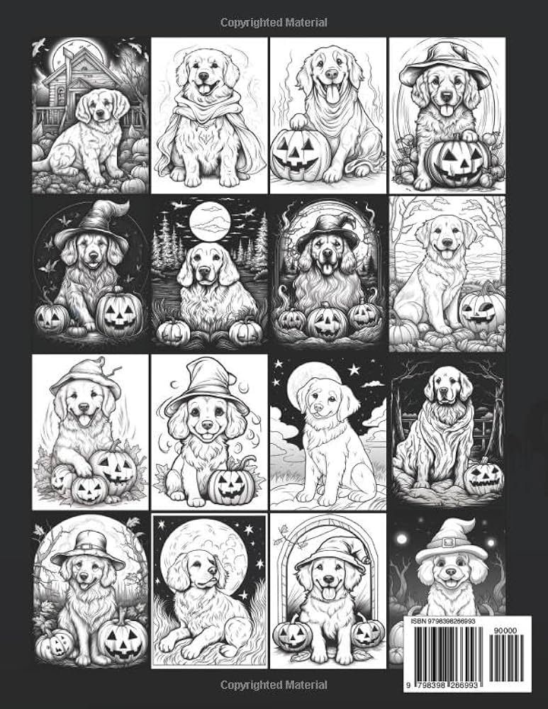 Halloween golden retriever loring book cute and creepy retriever designs inside dog lovers halloween gift barman bindaban books