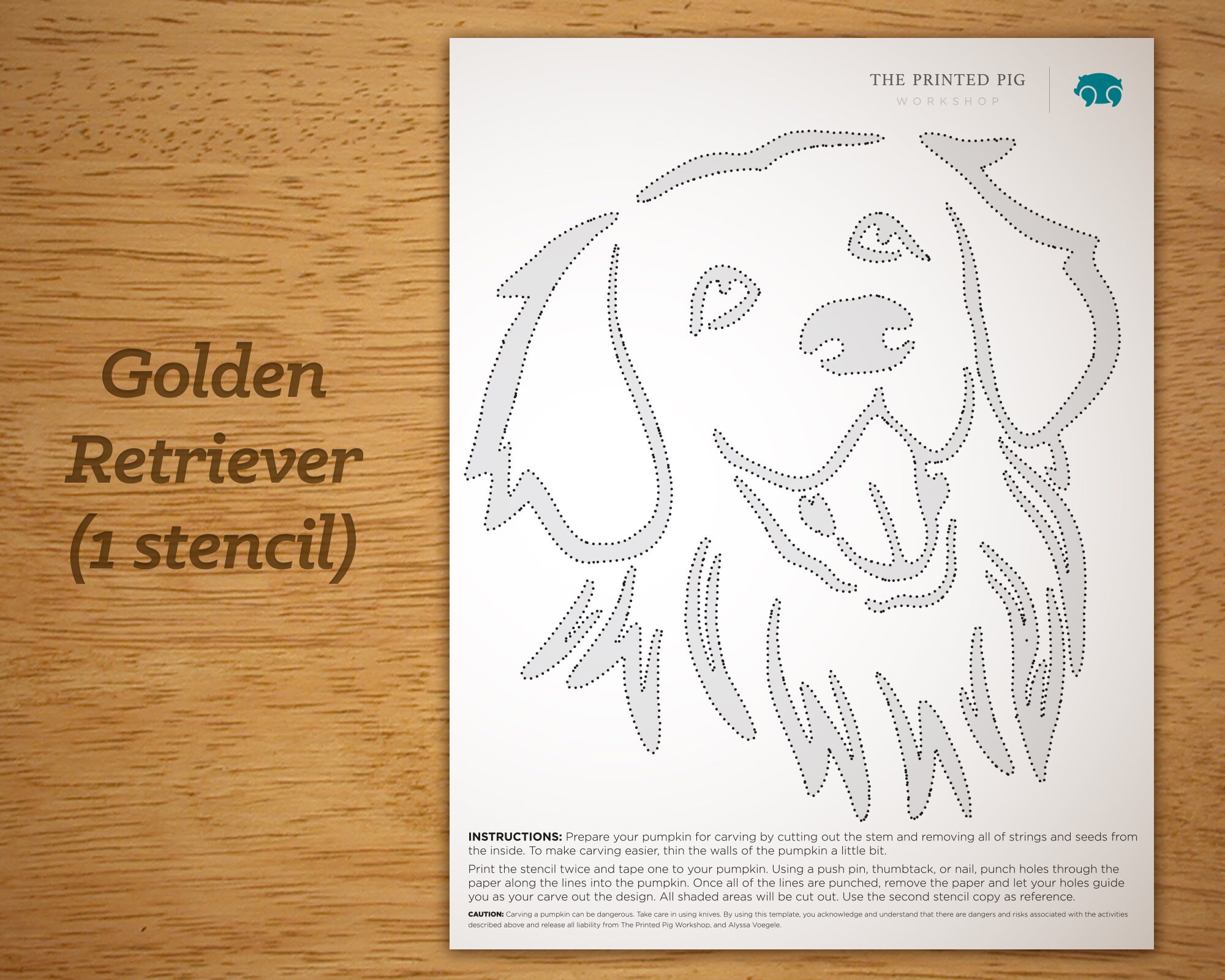 Printable pumpkin carving pattern golden retriever