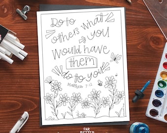 Bible verse coloring page matthew golden rule printable coloring page bible coloring christian kids activity sunday school craft