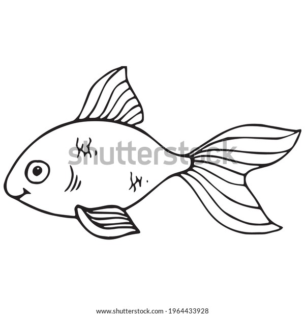 Goldfish coloring book pages kids outline stock vector royalty free