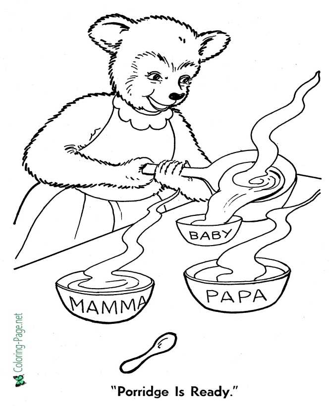 Goldilocks and the three bears coloring pages