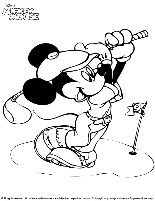 Mickey mouse coloring sheet mickey playing golf kleurboek kleurplaten mickey mouse
