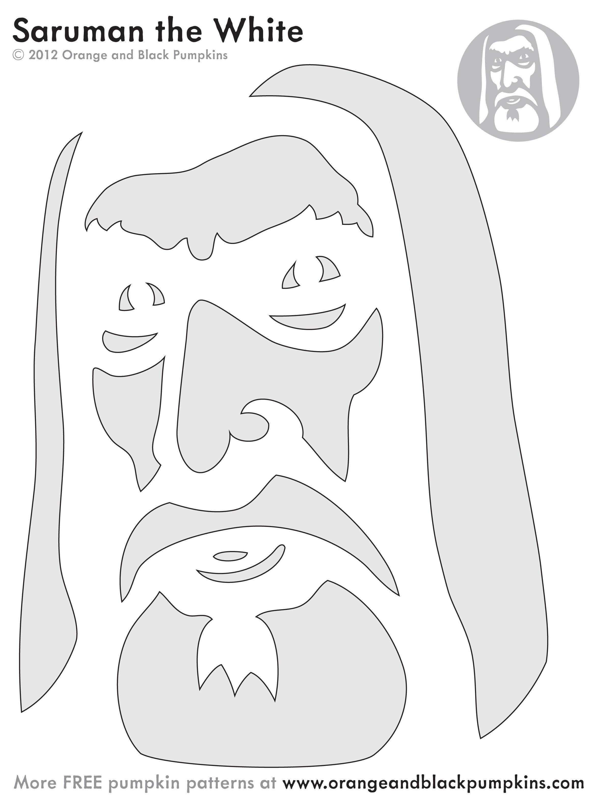 Lord of the rings saruman the white free pumpkin stencil