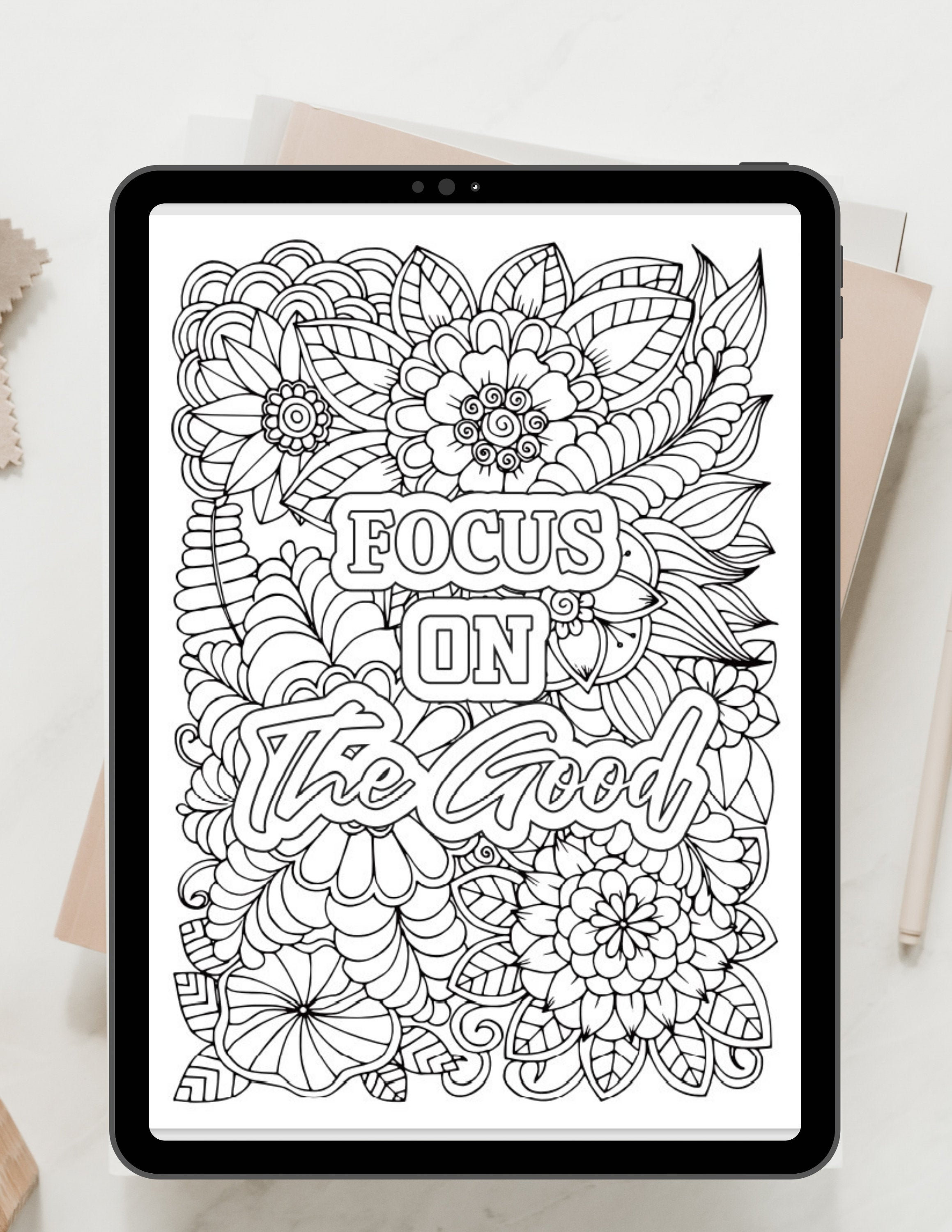 Focus on the good coloring pages printable self care adult coloring pages high resolution digital downloads instant download