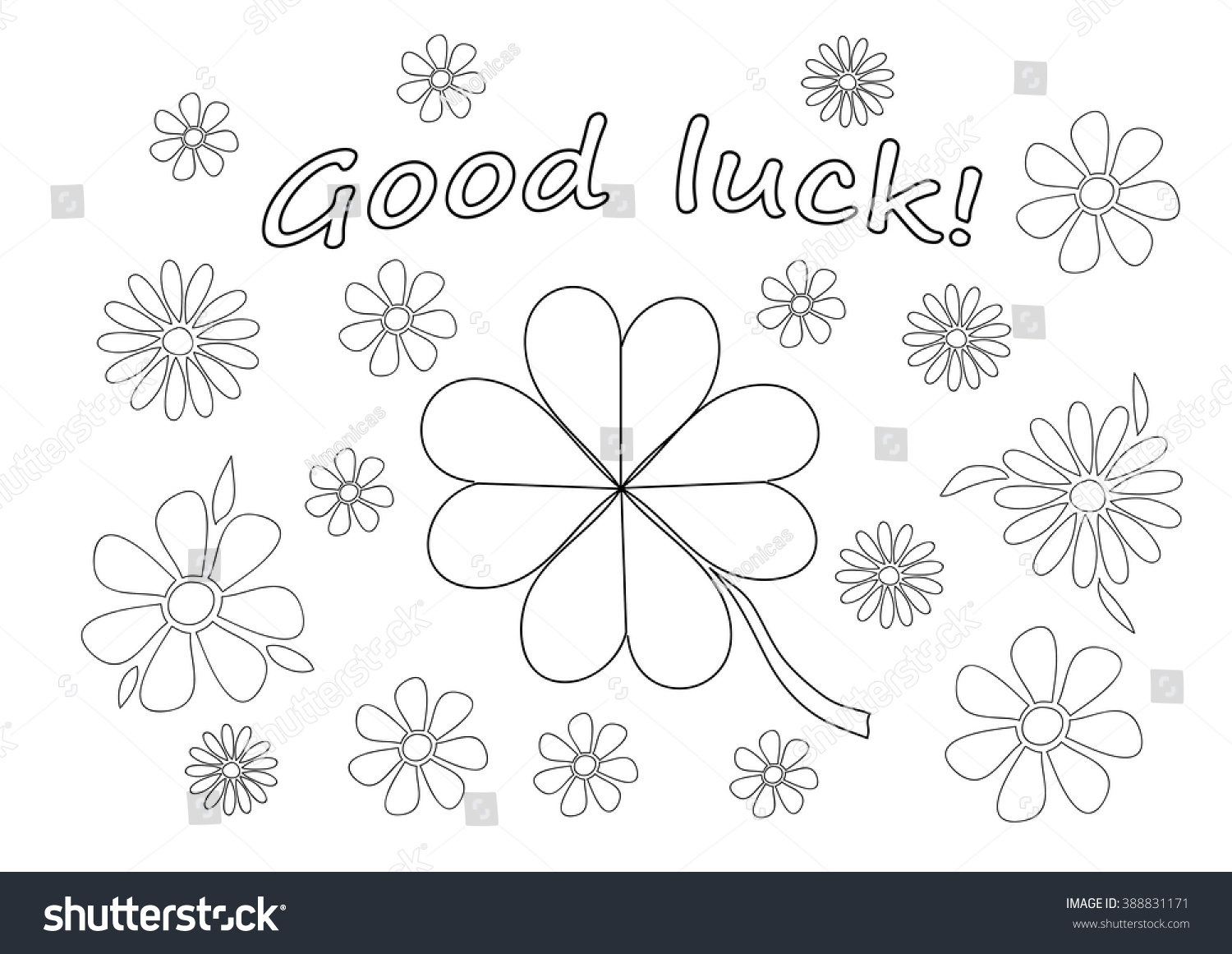 Good luck sign coloring page card vector de stock libre de regalãas