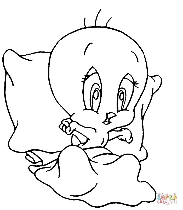 Sleepy tweety coloring page free printable coloring pages bird coloring pages free coloring pages witch coloring pages
