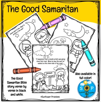 Coloring pages the good samaritan bible story by sunflower promises