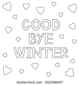 Coloring page hand drawn text goodbye stock vector royalty free