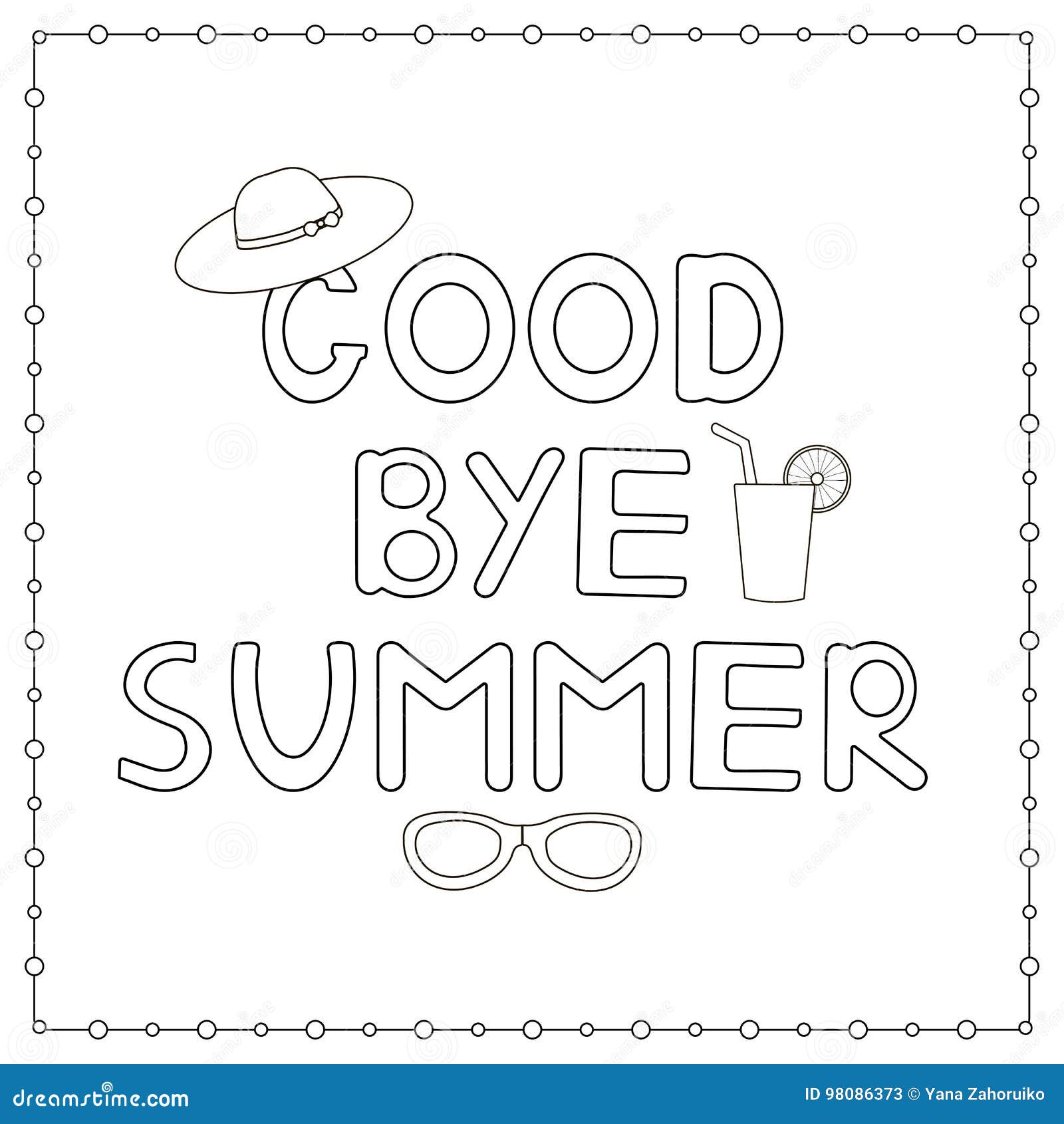 Coloring page with hand drawn text stock vector