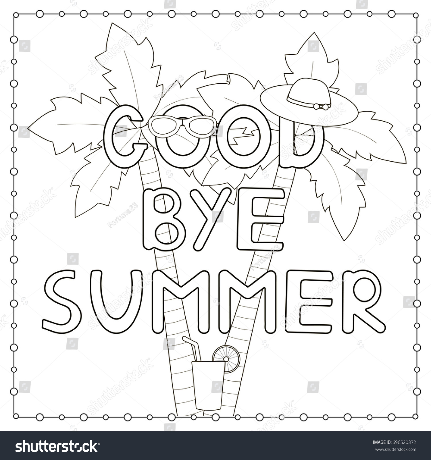 Coloring page hand drawn text goodbye stock vector royalty free