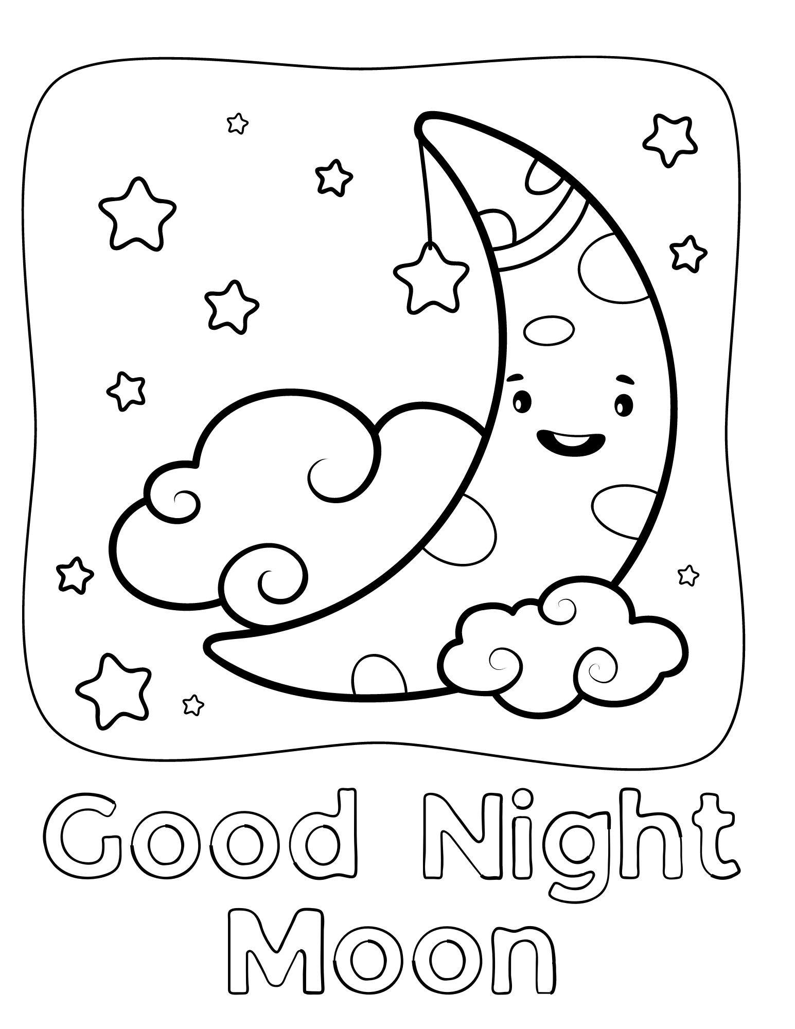 Free moon coloring pages for kids and adults