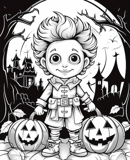 Premium ai image halloween coloring pages for kids goofy monsters cartoon style