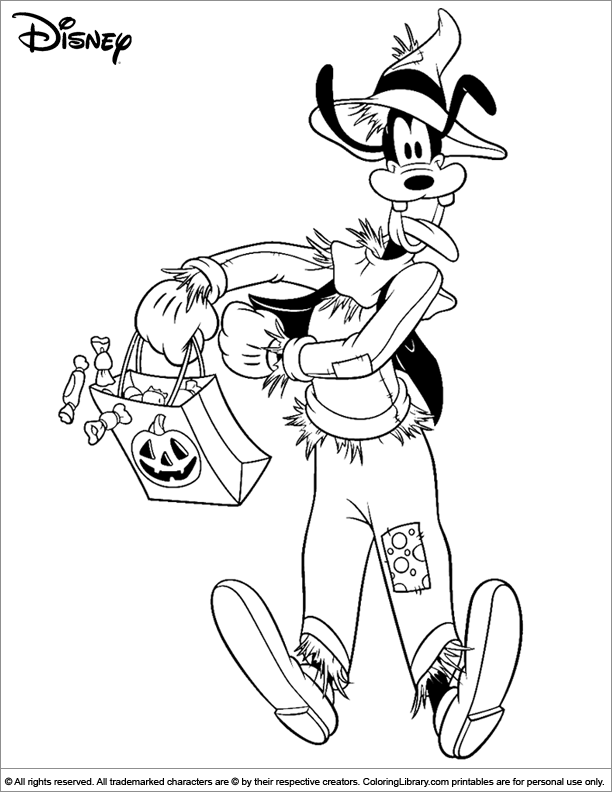 Fun halloween disney coloring page goofy is dressed up as a scarecrow and hes trick orâ halloween coloring pages cool coloring pages halloween coloring sheets