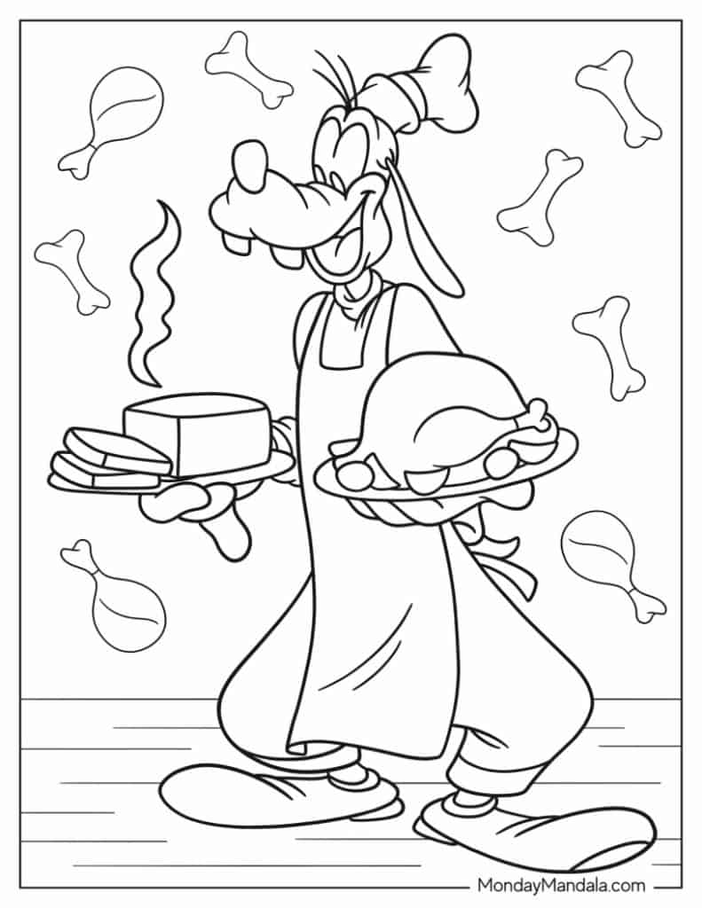 Goofy coloring pages free pdf printables