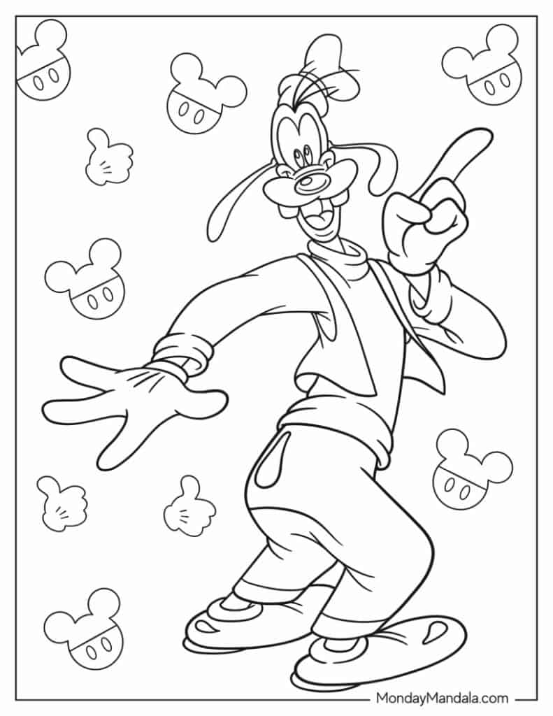 Goofy coloring pages free pdf printables
