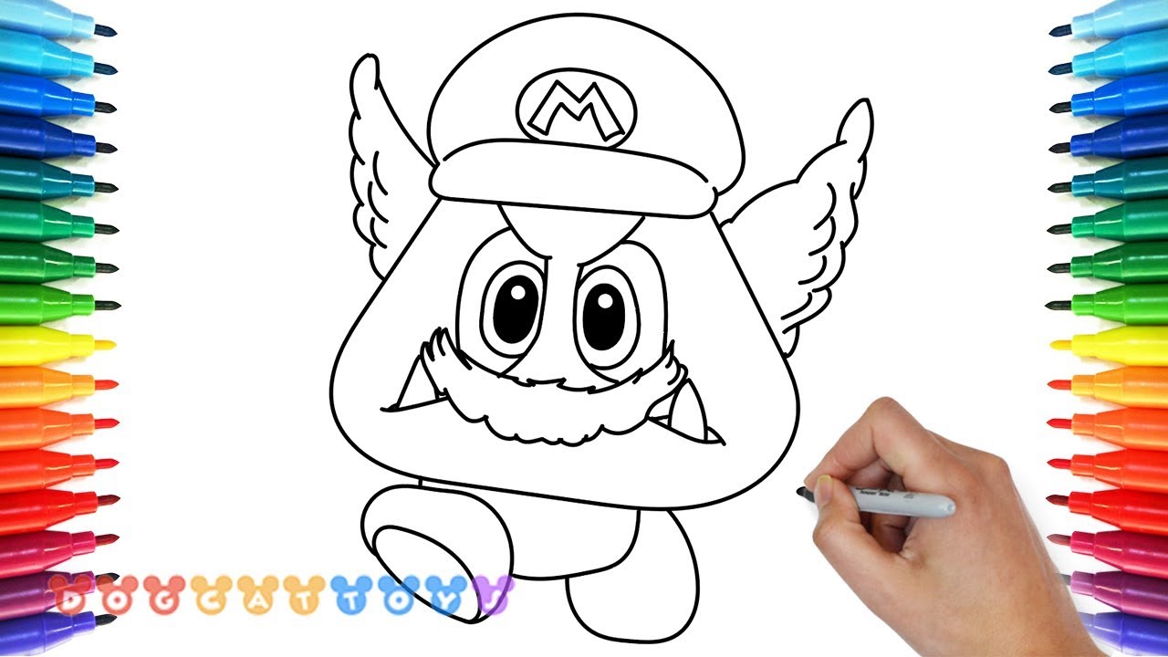 How to draw super mario odyssey goomba drawing coloring pages for kids