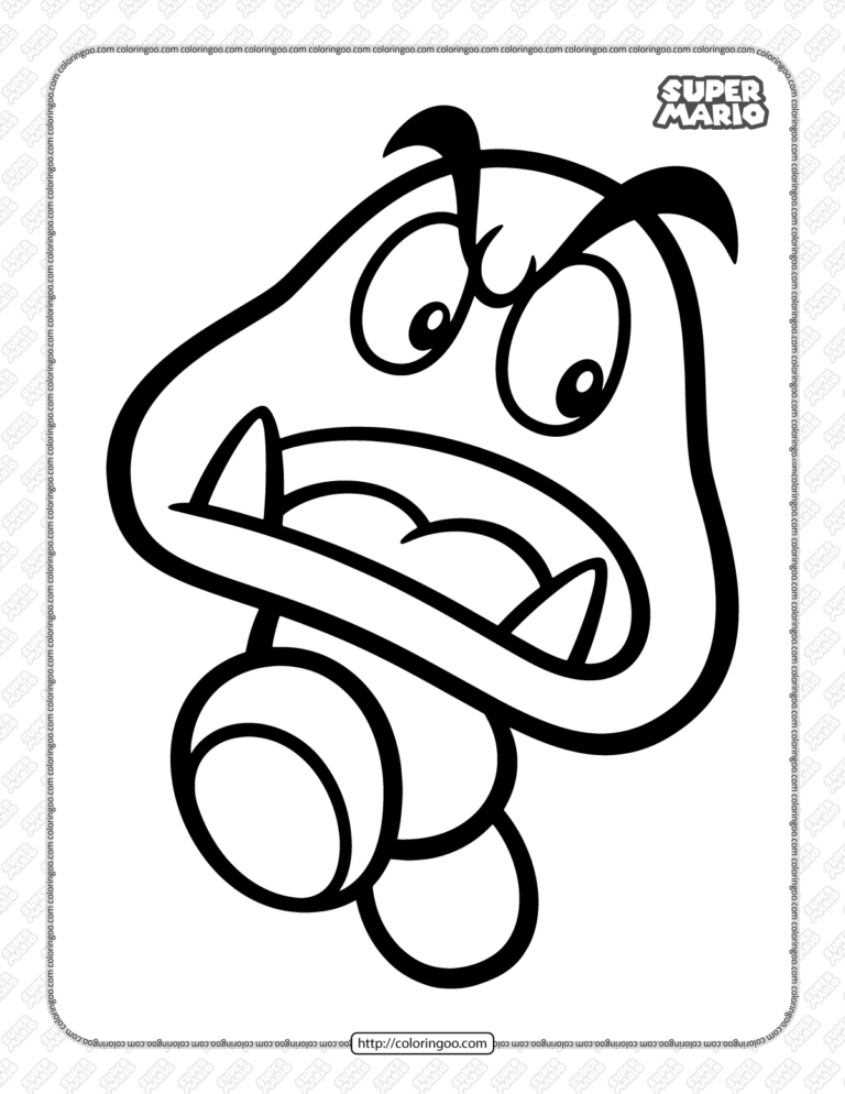 Free printable super mario goomba coloring page super mario coloring pages super mario mario coloring pages