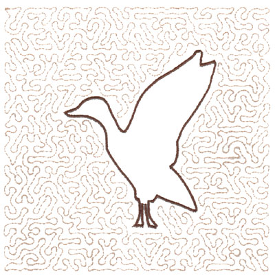 Embroidery design goose quilt square stipple sizes