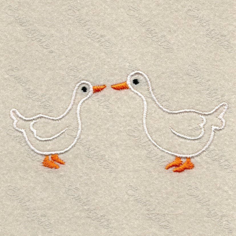 Two geese machine embroidery design set â