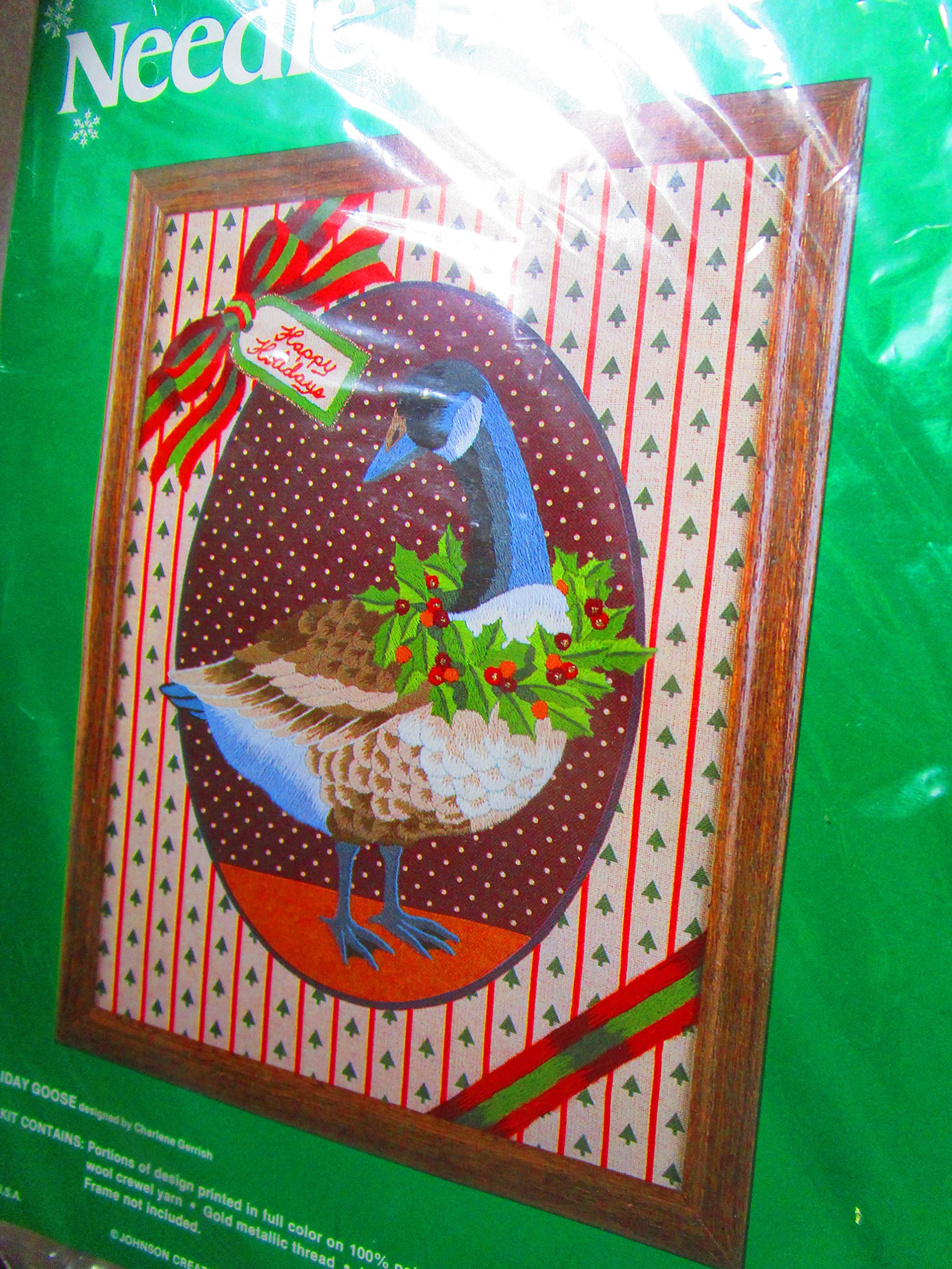 Needle treasures holiday goose crewel embroidery picture kit charlene gerrish arts crafts sewing