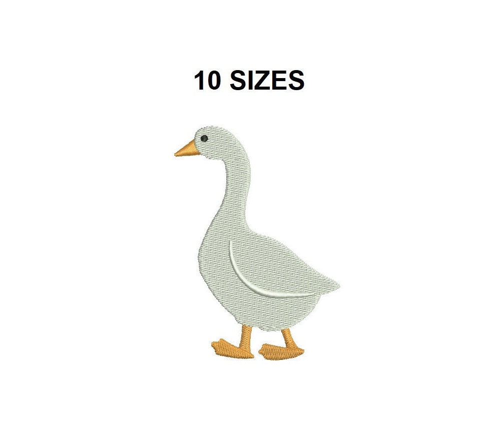 Goose embroidery design goose filled stitch goose silhouette mini goose embroidery duck design farm embroidery