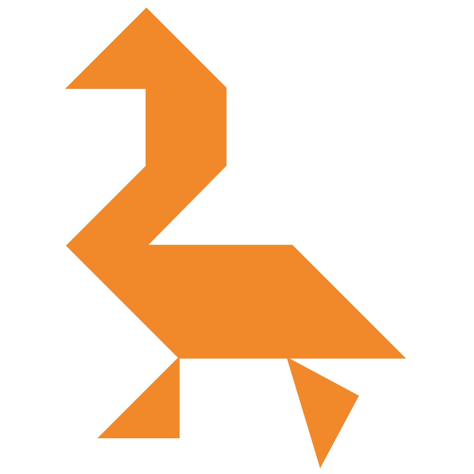 Tangram goose shape and solution free printable puzzle games
