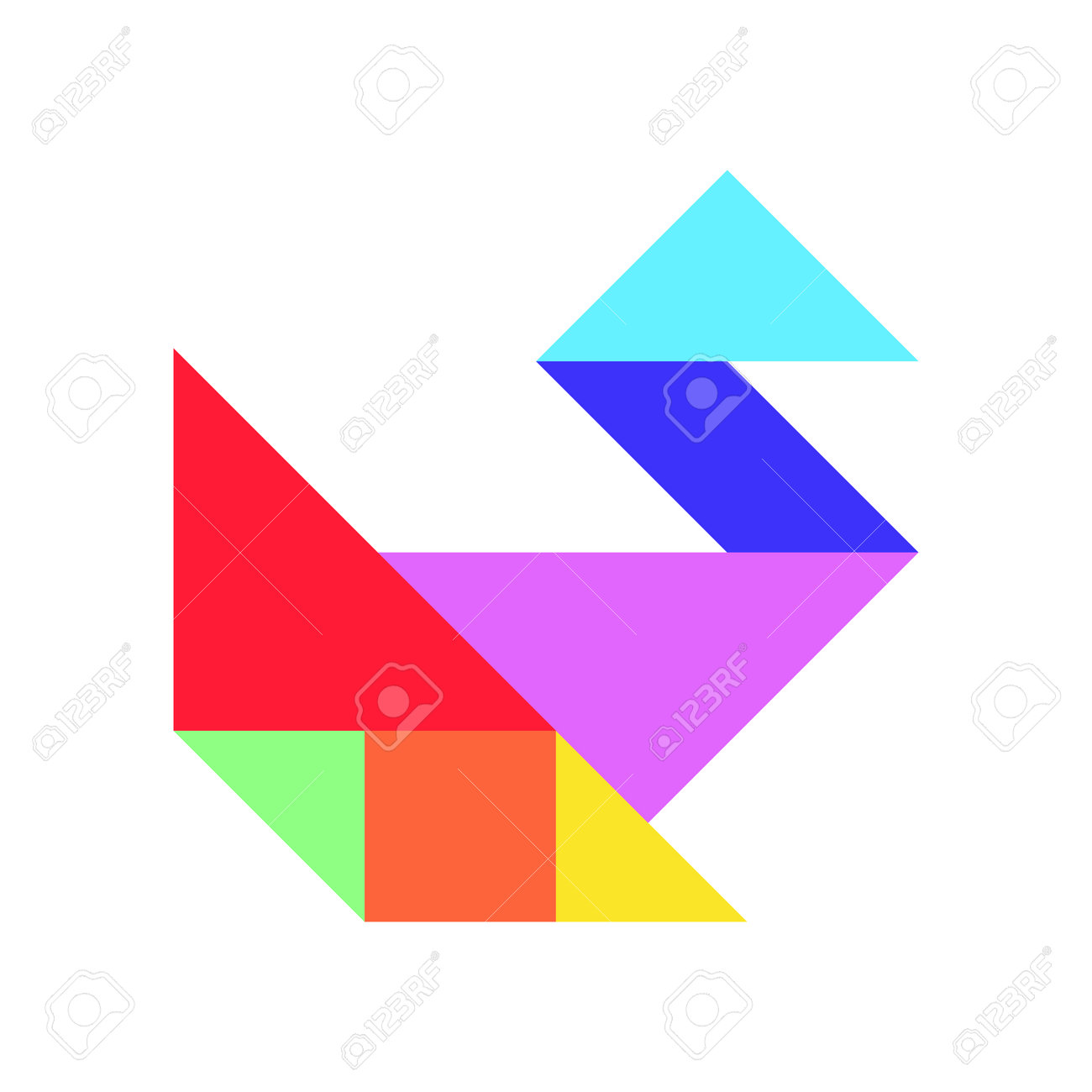 Color tangram puzzle in bird duck goose swan shape on white background royalty free svg cliparts vectors and stock illustration image