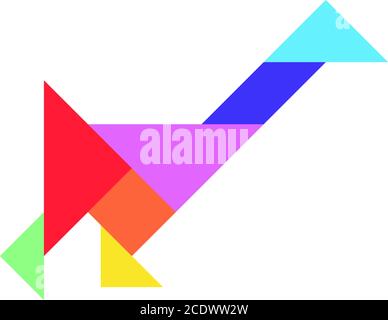 Color tangram puzzle in swan duck or goose shape on white background stock vector image art