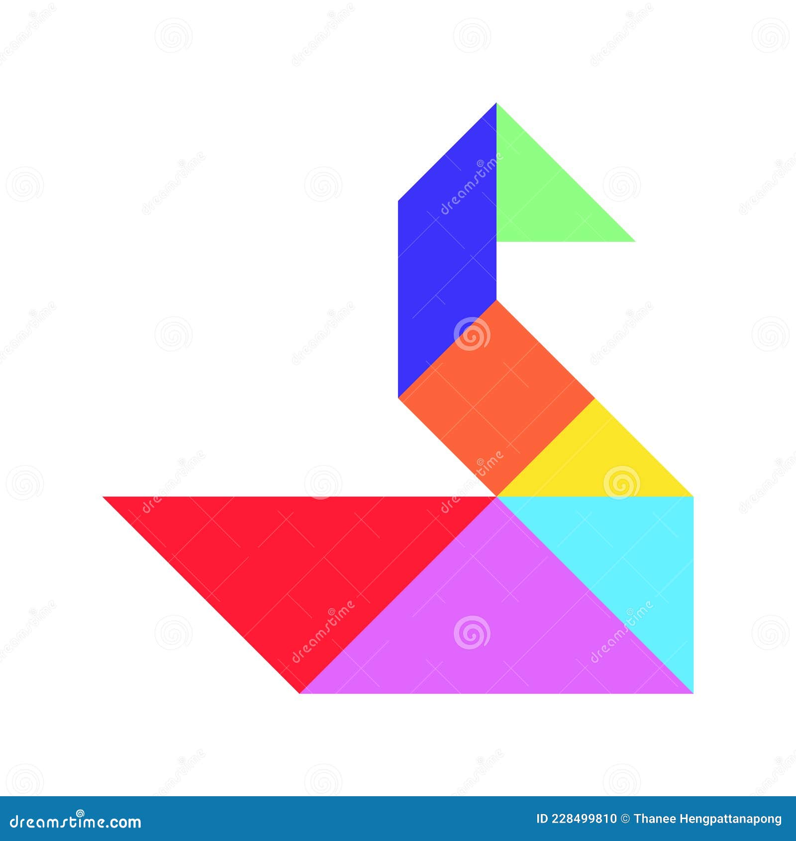 Color tangram in bird duck goose swan shape on white background stock vector