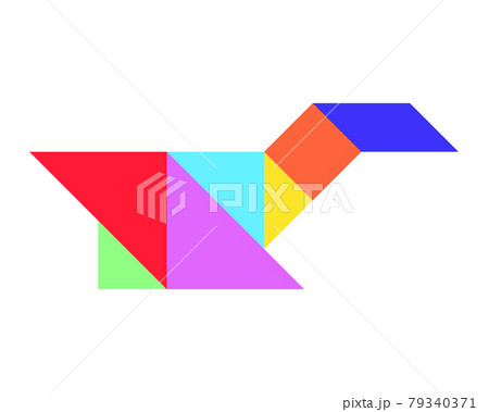 Color tangram puzzle in bird duck goose