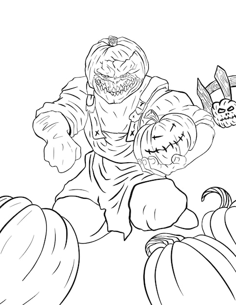 Premium vector fun scary halloween coloring pages coustumes