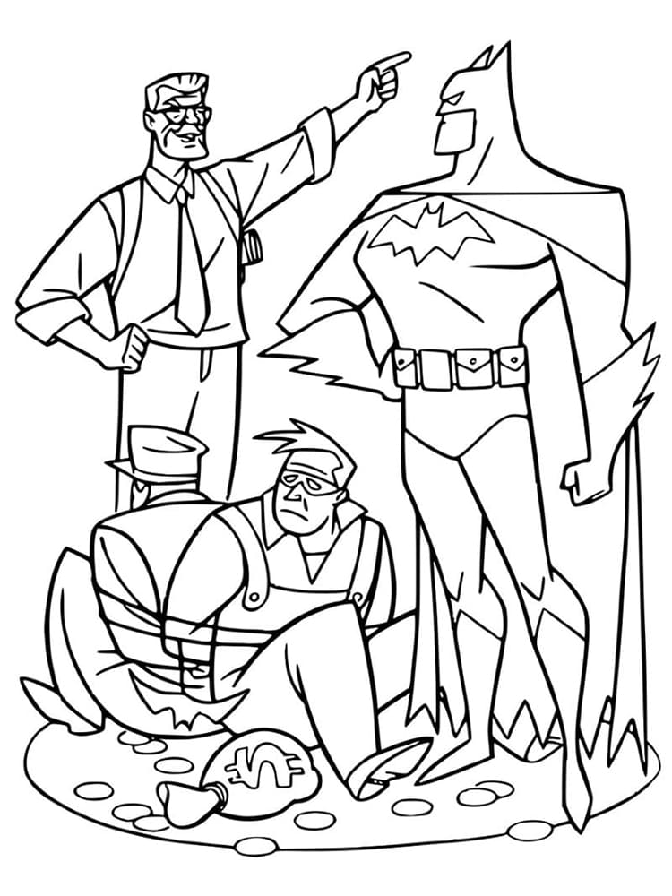 Batman and james gordon coloring page
