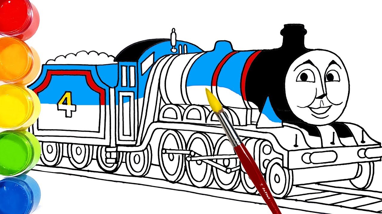 Thoas friends gordon train drawing and coloring for kids toddlers learn colors