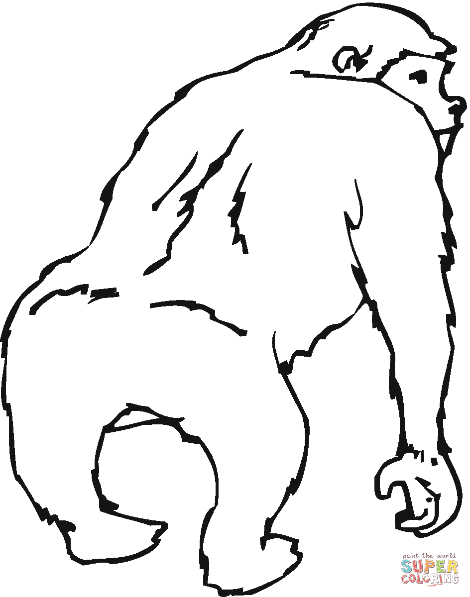 Dibujo de gorila de espaldas para colorear dibujos para colorear imprimir gratis