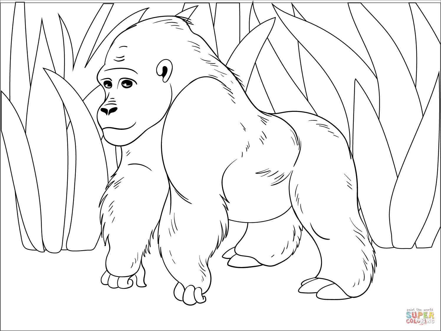 Gorilla coloring page free printable coloring pages