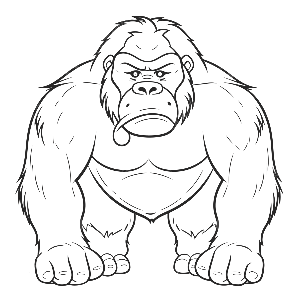 Gorilla coloring page in line drawing illustration outline sketch vector wing drawing rat drawing ring drawing png and vector with transparent background for free download