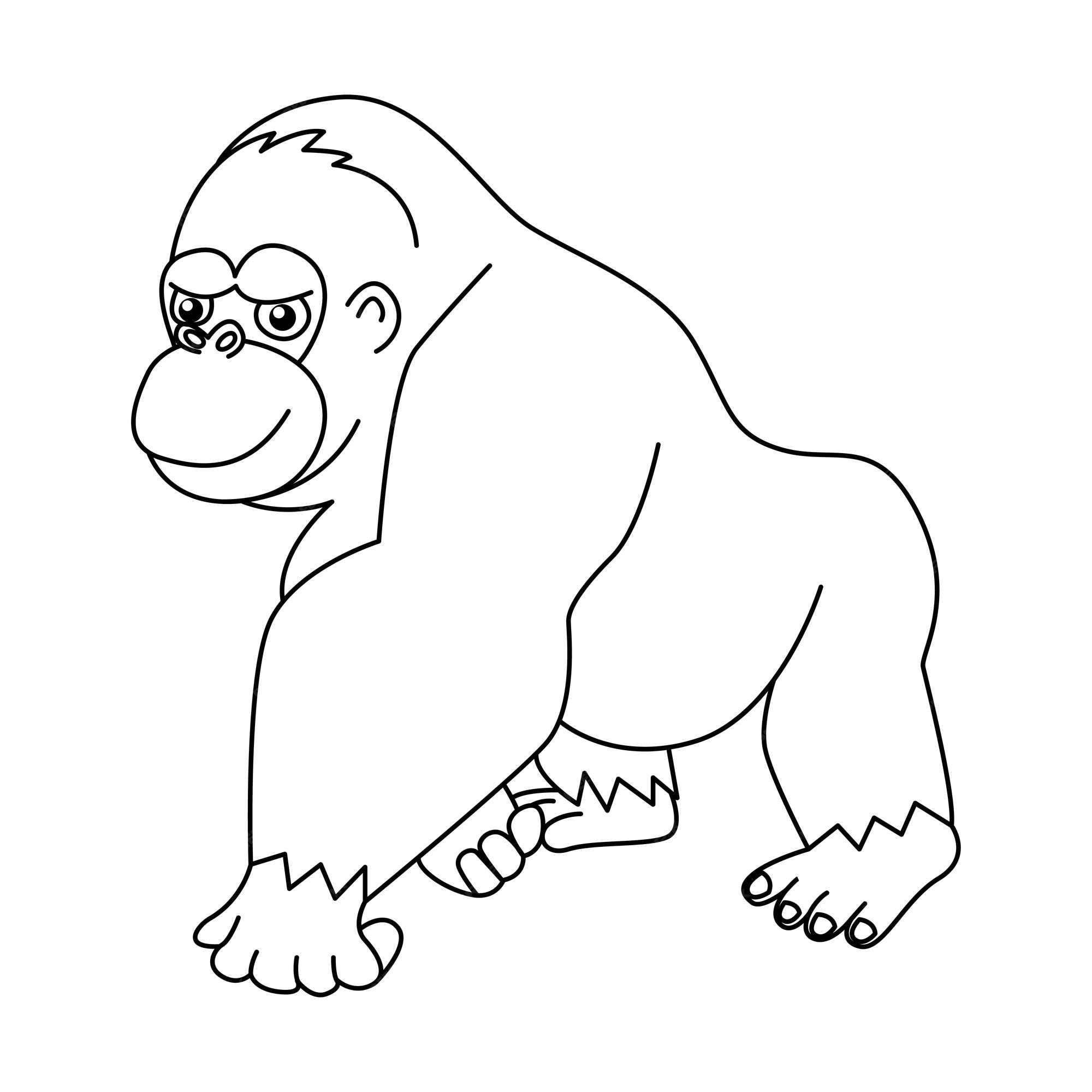 Premium vector cute gorilla cartoon coloring page illustration vector for kids coloring book