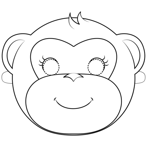 Monkey mask coloring page free printable coloring pages