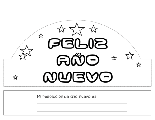 Feliz aão nuevo coronasgorros de fiesta para colorear spanish new year hat teaching resources
