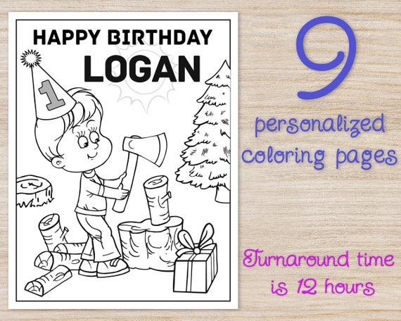 Leãador para colorear pãginas fiesta de cumpleaãos suministros de primer cumpleaãos bolsa de regalo personalizada leãador favor imprimir pdf digital
