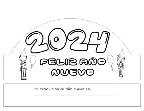 Feliz aão nuevo coronasgorros de fiesta para colorear spanish new year hat teaching resources